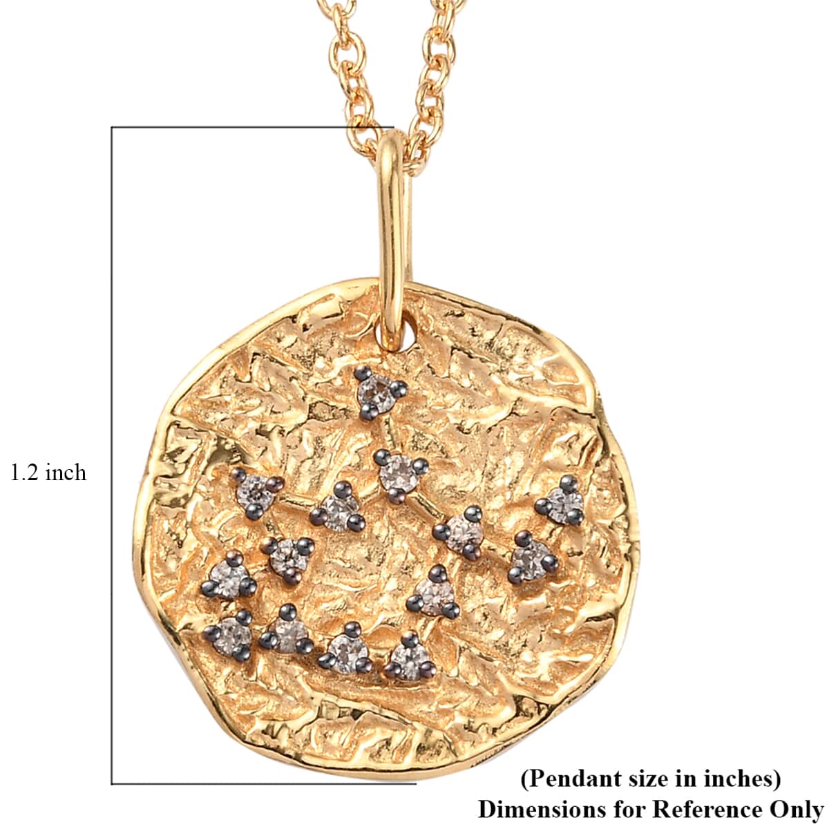Karis Champagne Zircon Leo Zodiac Lucky Coin Pendant in 18K YG Plated with ION Plated YG Stainless Steel Necklace 20 Inches 0.20 ctw image number 5