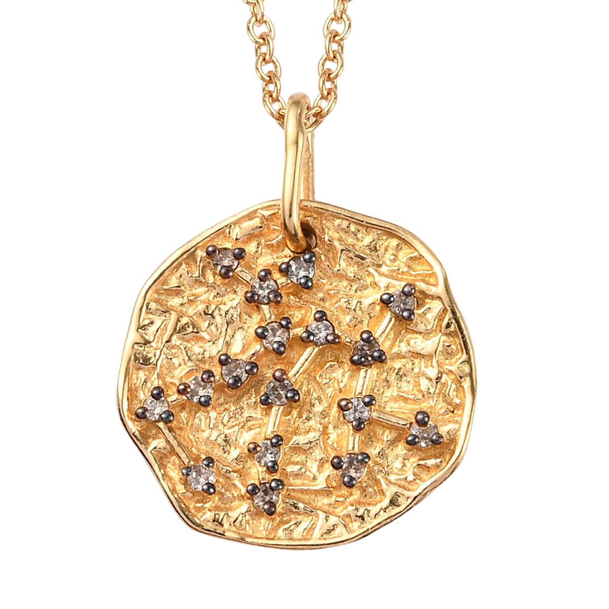 KARIS Natural Champagne Zircon Sagittarius Zodiac Lucky Coin Pendant Necklace 20 In in 18K YG Plated and ION Plated YG Stainless Steel 0.35 ctw image number 0