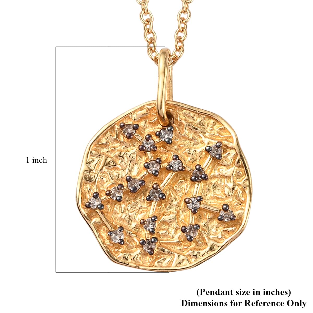 KARIS Natural Champagne Zircon Sagittarius Zodiac Lucky Coin Pendant Necklace 20 In in 18K YG Plated and ION Plated YG Stainless Steel 0.35 ctw image number 5