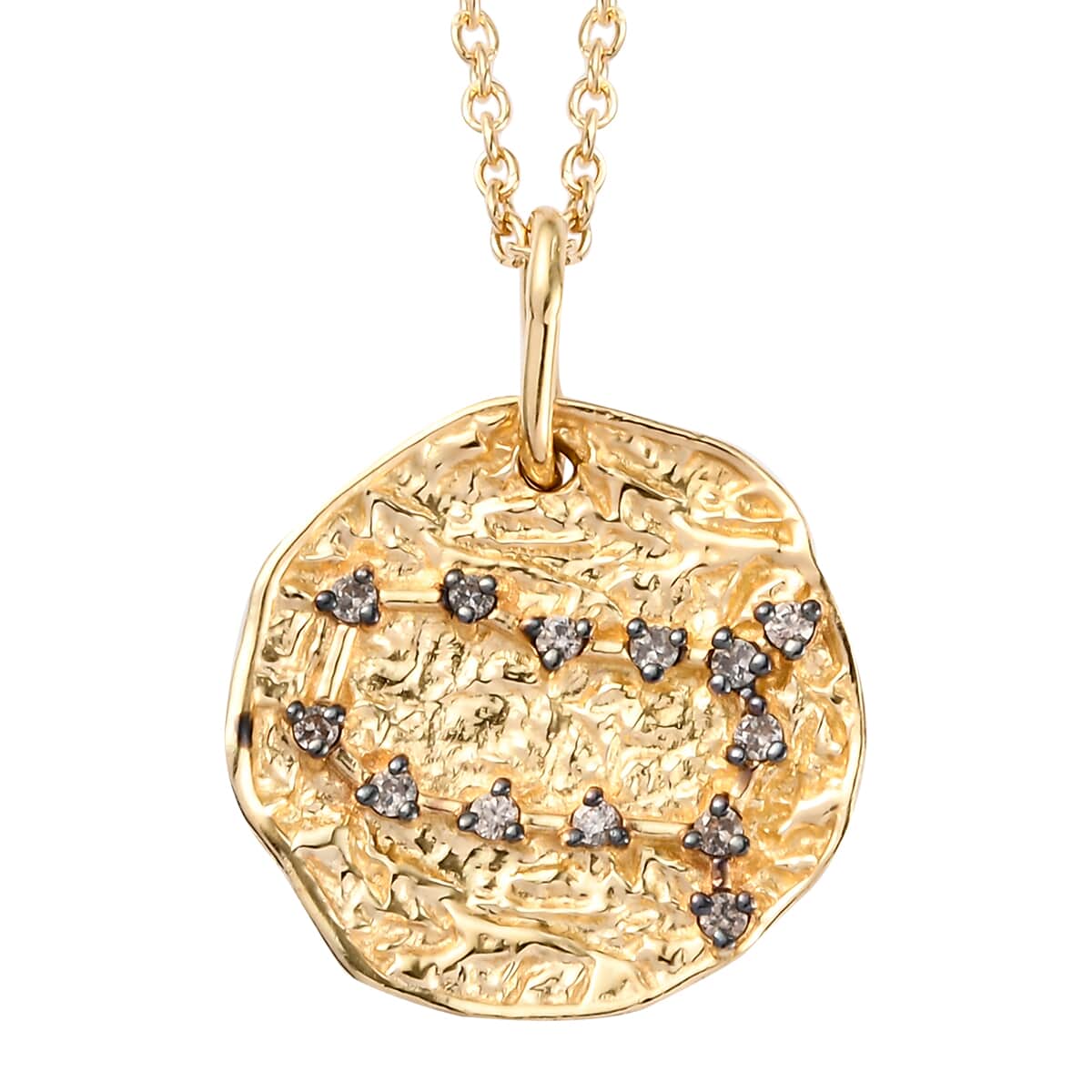 KARIS Natural Champagne Zircon Gemini Zodiac Lucky Coin Pendant Necklace 20 Inches in 18K YG Plated and ION Plated YG Stainless Steel 0.30 ctw image number 0