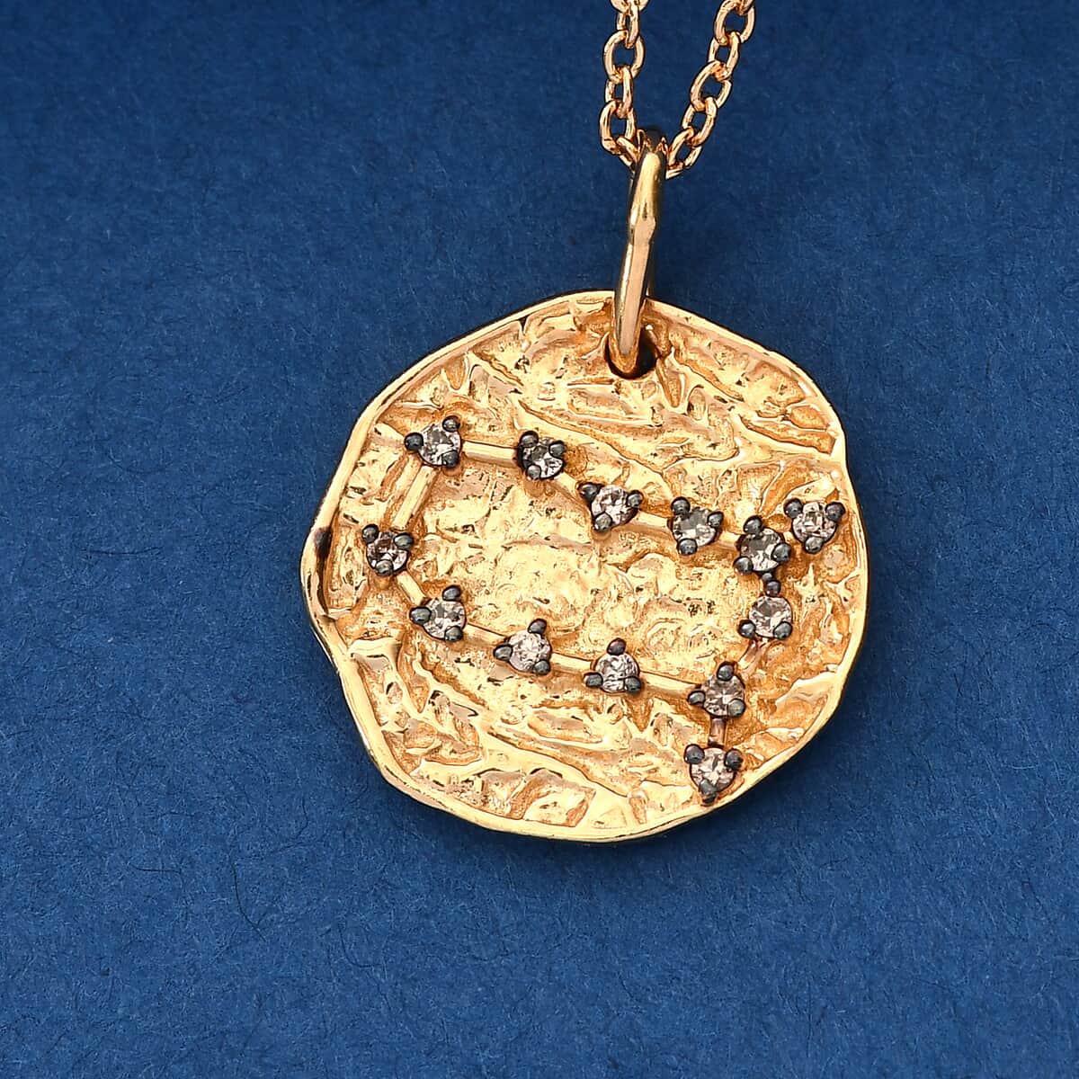 KARIS Natural Champagne Zircon Gemini Zodiac Lucky Coin Pendant Necklace 20 Inches in 18K YG Plated and ION Plated YG Stainless Steel 0.30 ctw image number 1