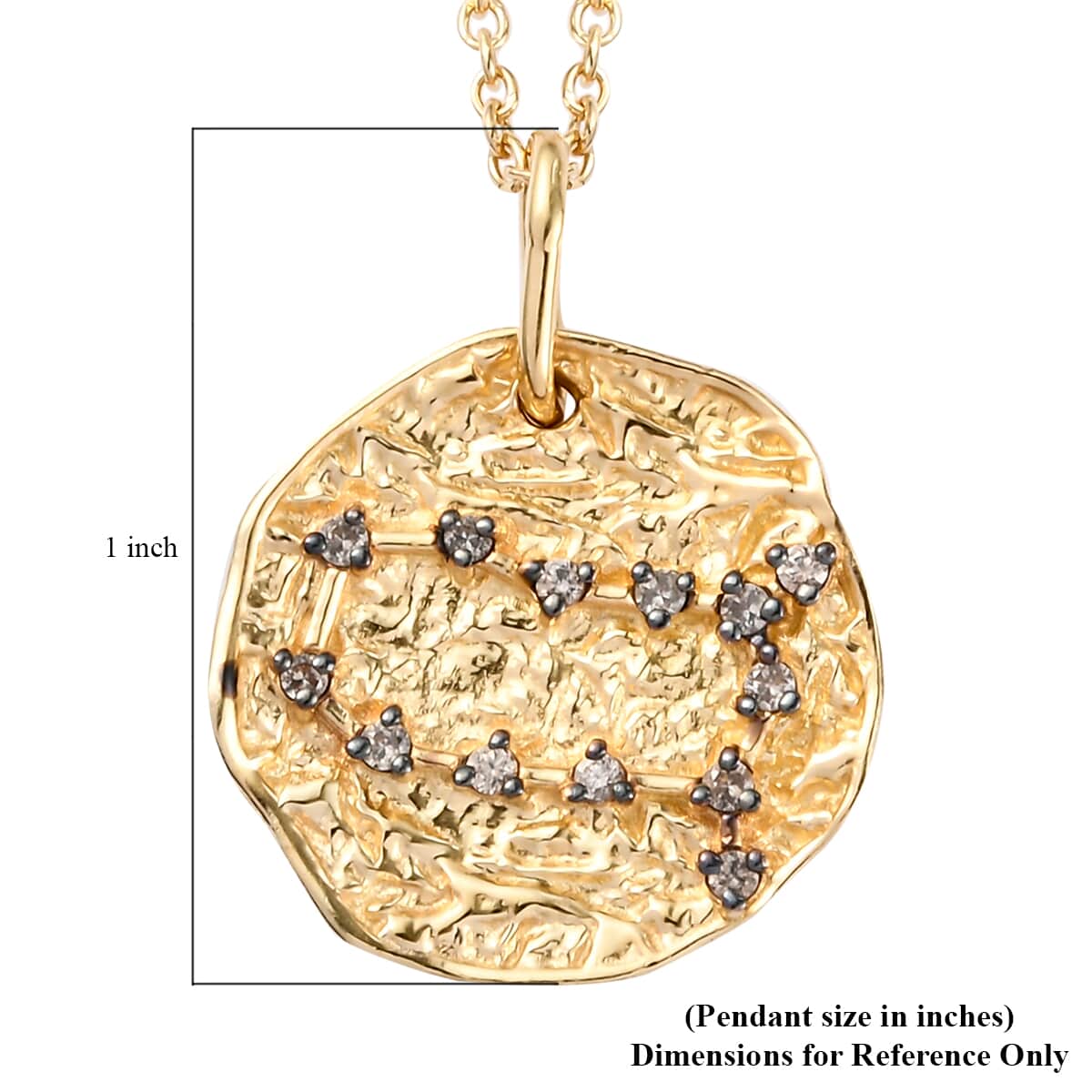 KARIS Natural Champagne Zircon Gemini Zodiac Lucky Coin Pendant Necklace 20 Inches in 18K YG Plated and ION Plated YG Stainless Steel 0.30 ctw image number 5