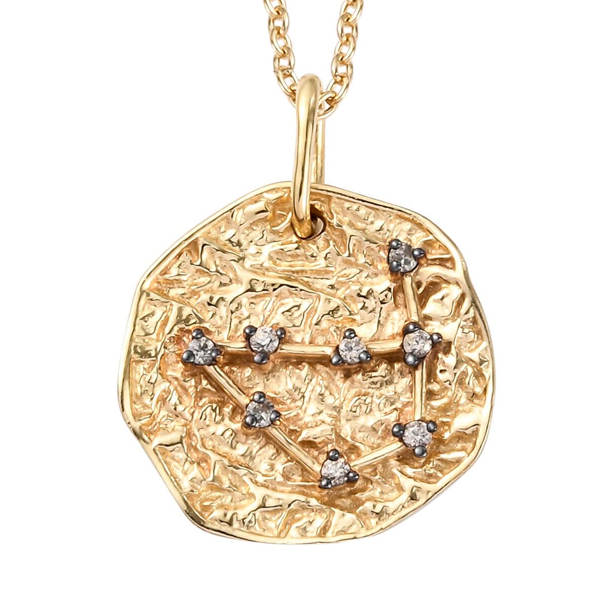 KARIS Natural Champagne Zircon Capricorn Zodiac Lucky Coin Pendant Necklace 20 Inches in 18K YG Plated and ION Plated YG Stainless Steel 0.15 ctw image number 0