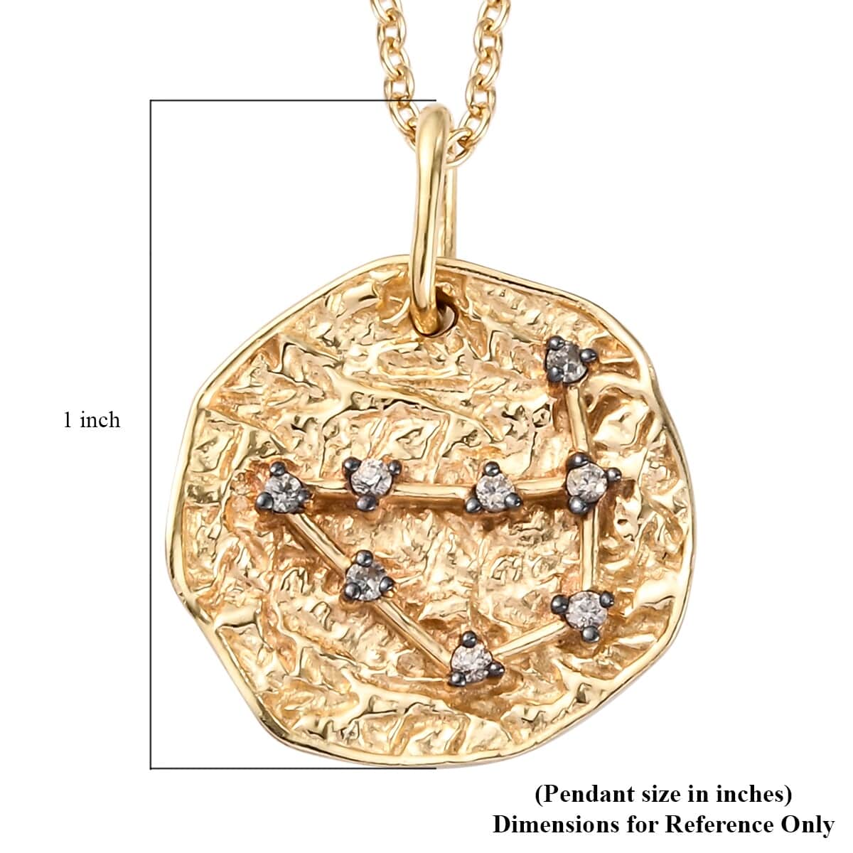 KARIS Natural Champagne Zircon Capricorn Zodiac Lucky Coin Pendant Necklace 20 Inches in 18K YG Plated and ION Plated YG Stainless Steel 0.15 ctw image number 5