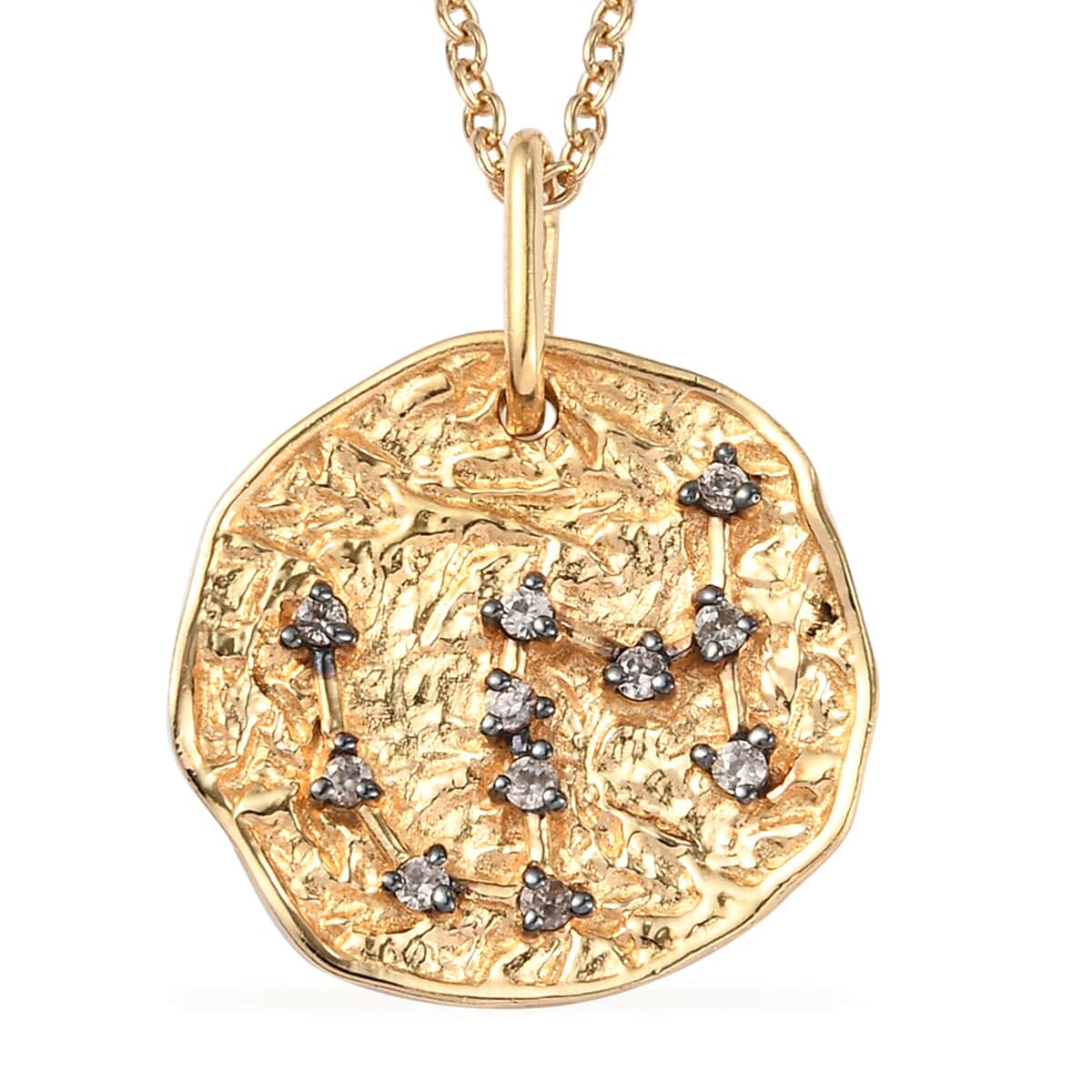 KARIS Natural Champagne Zircon Scorpio Zodiac Lucky Coin Pendant Necklace 20 Inches in 18K YG Plated and ION Plated YG Stainless Steel 0.25 ctw image number 0