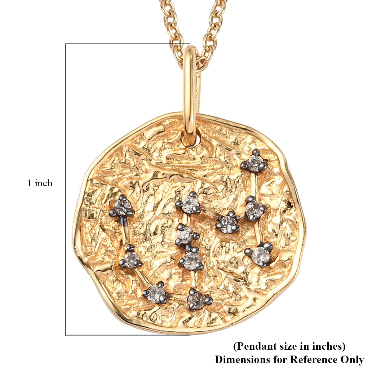 KARIS Natural Champagne Zircon Scorpio Zodiac Lucky Coin Pendant Necklace 20 Inches in 18K YG Plated and ION Plated YG Stainless Steel 0.25 ctw image number 5