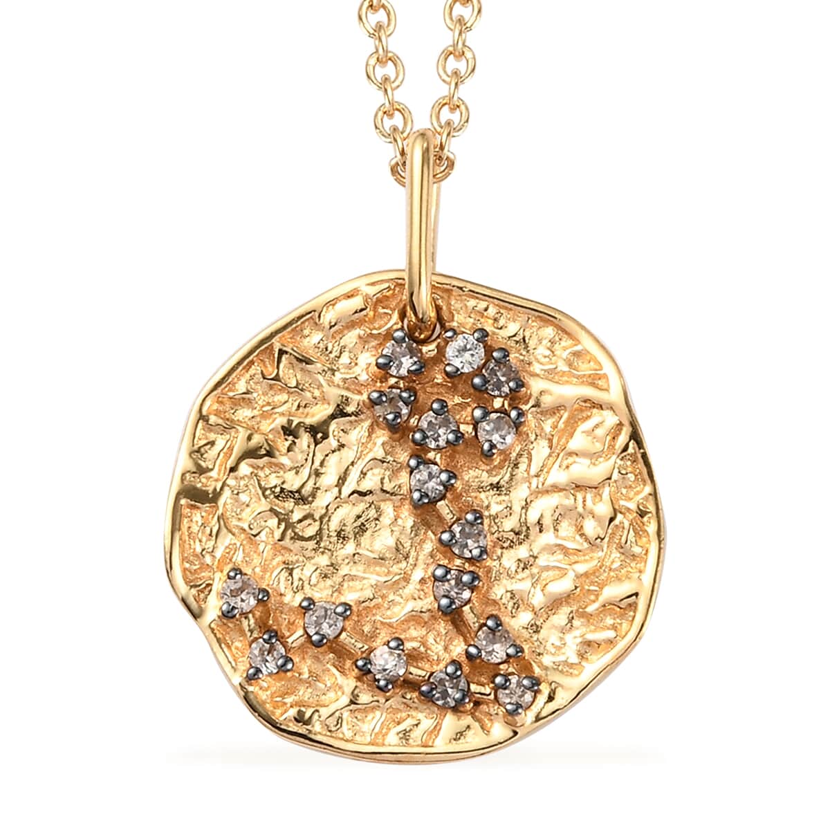 KARIS Natural Champagne Zircon Pisces Zodiac Lucky Coin Pendant Necklace 20 Inches in 18K YG Plated and ION Plated YG Stainless Steel 0.35 ctw image number 0