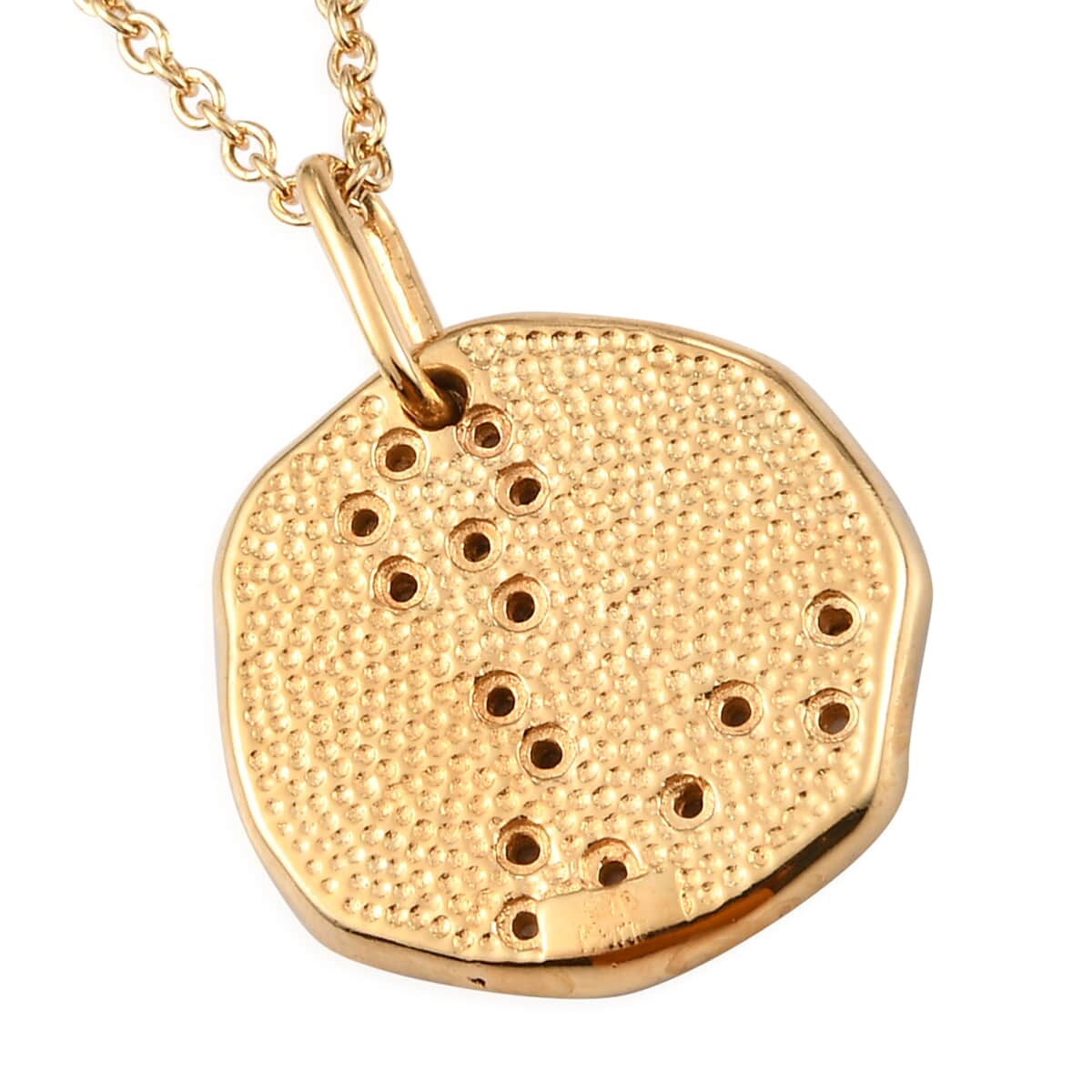 KARIS Natural Champagne Zircon Pisces Zodiac Lucky Coin Pendant Necklace 20 Inches in 18K YG Plated and ION Plated YG Stainless Steel 0.35 ctw image number 4