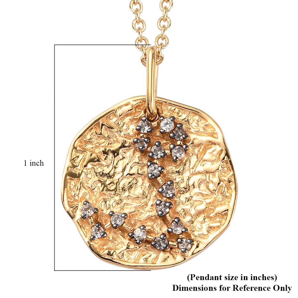 KARIS Natural Champagne Zircon Pisces Zodiac Lucky Coin Pendant Necklace 20 Inches in 18K YG Plated and ION Plated YG Stainless Steel 0.35 ctw image number 5