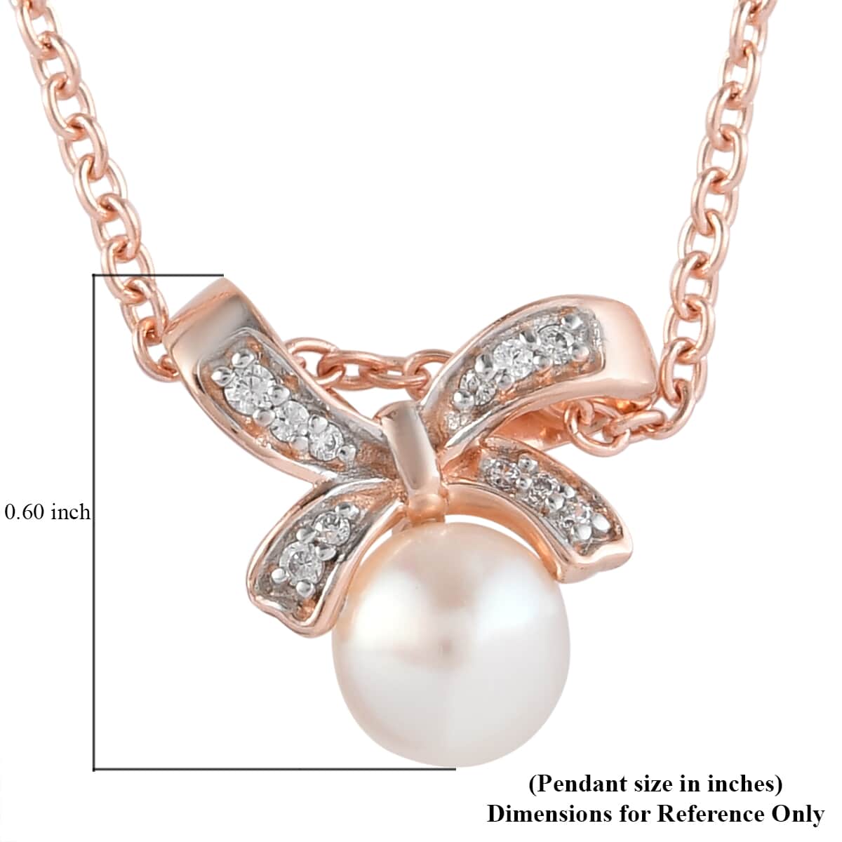 Merry Christmas Gift Set with Freshwater Pearl, Simulated Diamond Pendant Necklace 20In in Vermeil RG Over Sterling Silver & Stainless Steel image number 6