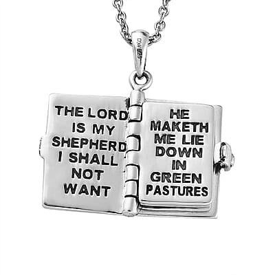 Openable Holy Cross Bible Pendant in Sterling Silver with Stainless Steel Necklace 20 Inches