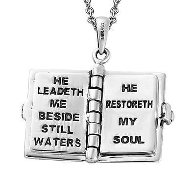 Openable Holy Cross Bible Pendant in Sterling Silver with Stainless Steel Necklace 20 Inches