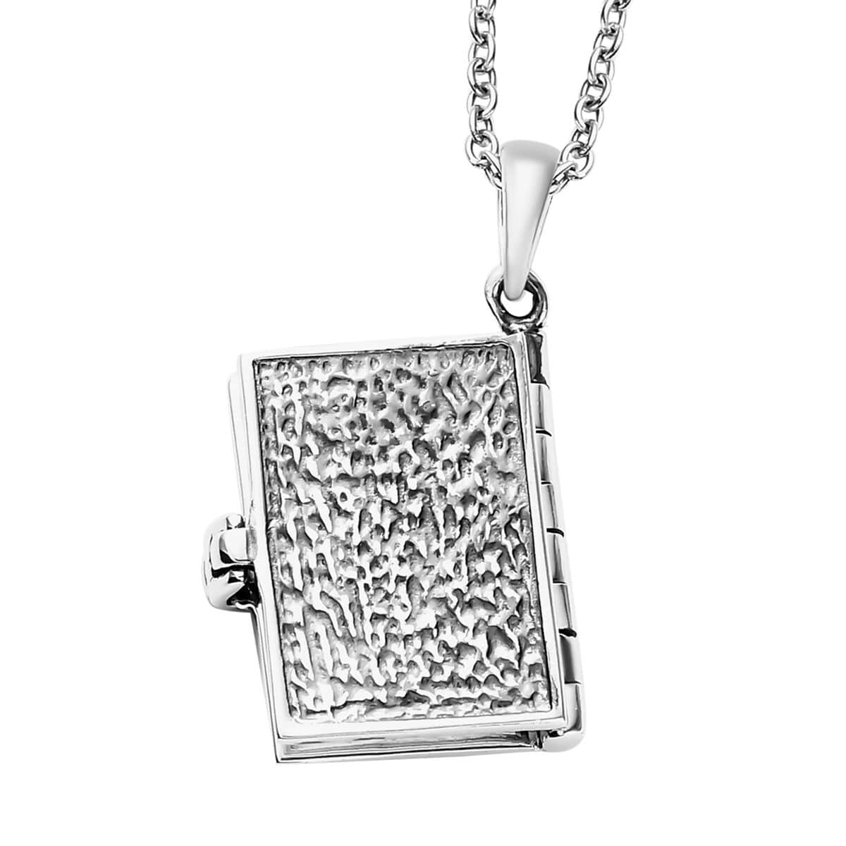 Openable Holy Cross Bible Pendant in Sterling Silver with Stainless Steel Necklace 20 Inches image number 7