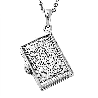 Openable Holy Cross Bible Pendant in Sterling Silver with Stainless Steel Necklace 20 Inches