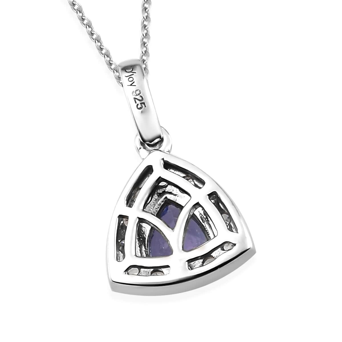 Tanzanite, Natural White Zircon Halo Pendant Necklace (20 Inches) in Platinum Over Sterling Silver 1.00 ctw image number 4