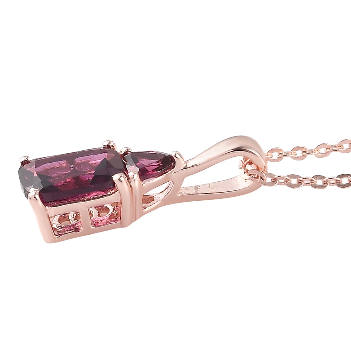 Orissa Rhodolite Garnet Pendant Necklace 20 Inches in Vermeil Rose Gold Over Sterling Silver 2.25 ctw