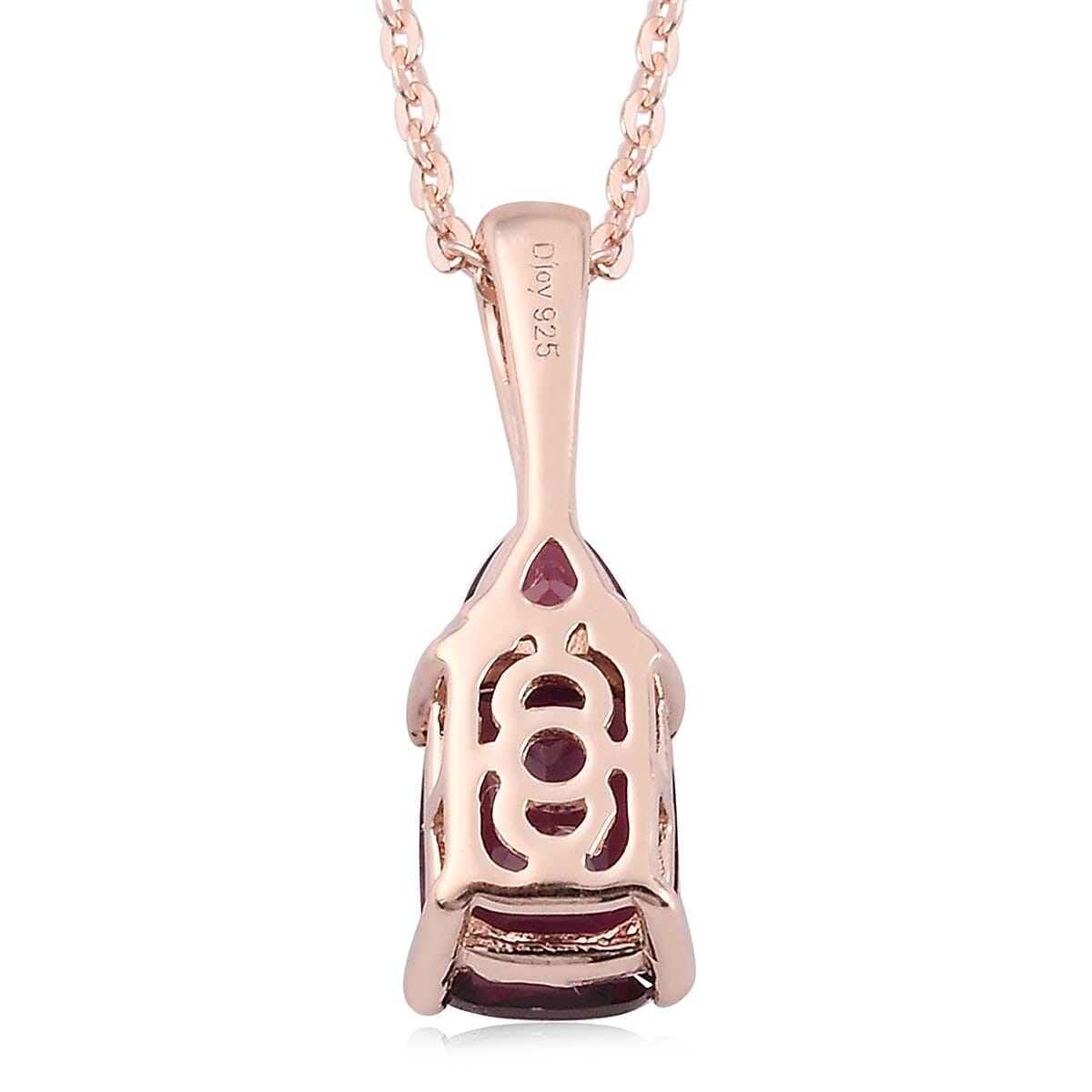 Orissa Rhodolite Garnet Pendant Necklace 20 Inches in Vermeil Rose Gold Over Sterling Silver 2.25 ctw