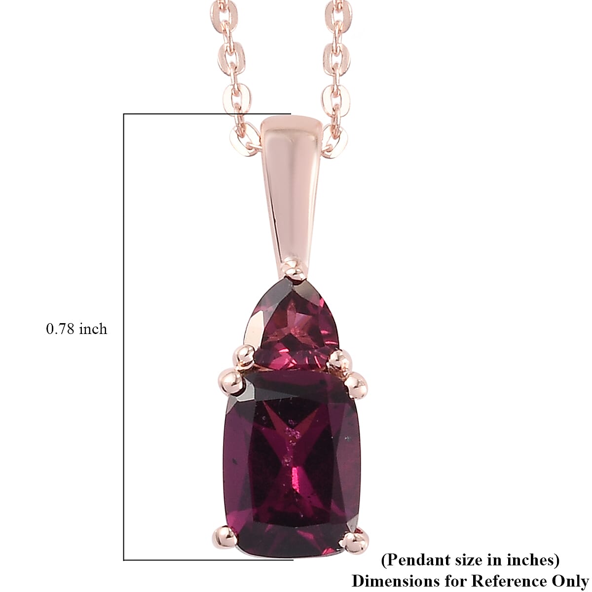 Orissa Rhodolite Garnet Pendant Necklace 20 Inches in Vermeil Rose Gold Over Sterling Silver 2.25 ctw