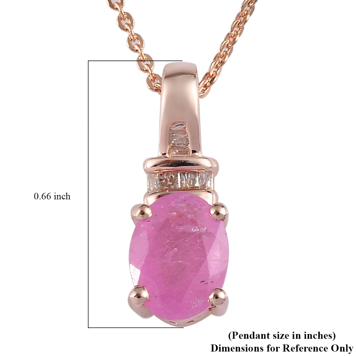 Premium Ilakaka Hot Pink Sapphire (FF) and Diamond Pendant Necklace 20 Inches in Vermeil Rose Gold Over Sterling Silver 1.90 ctw image number 5