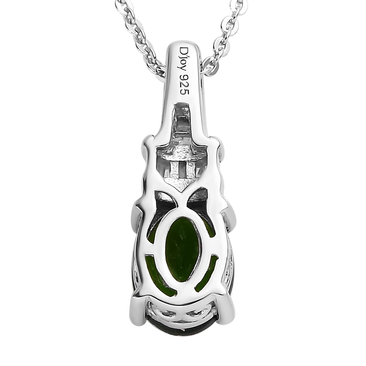 Natural Chrome Diopside and Diamond Pendant Necklace 20 Inches in Platinum Over Sterling Silver 1.35 ctw image number 4