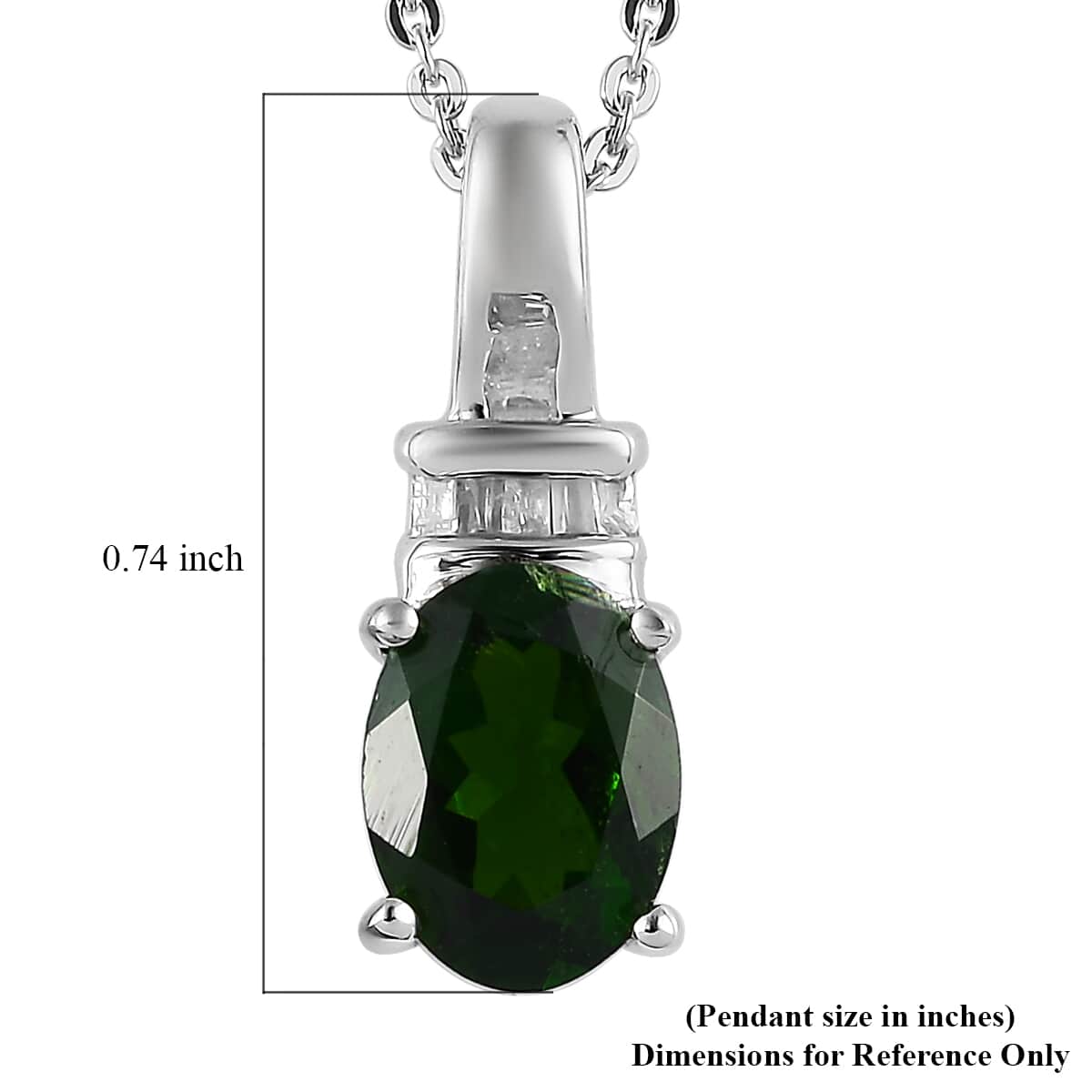 Natural Chrome Diopside and Diamond Pendant Necklace 20 Inches in Platinum Over Sterling Silver 1.35 ctw image number 5