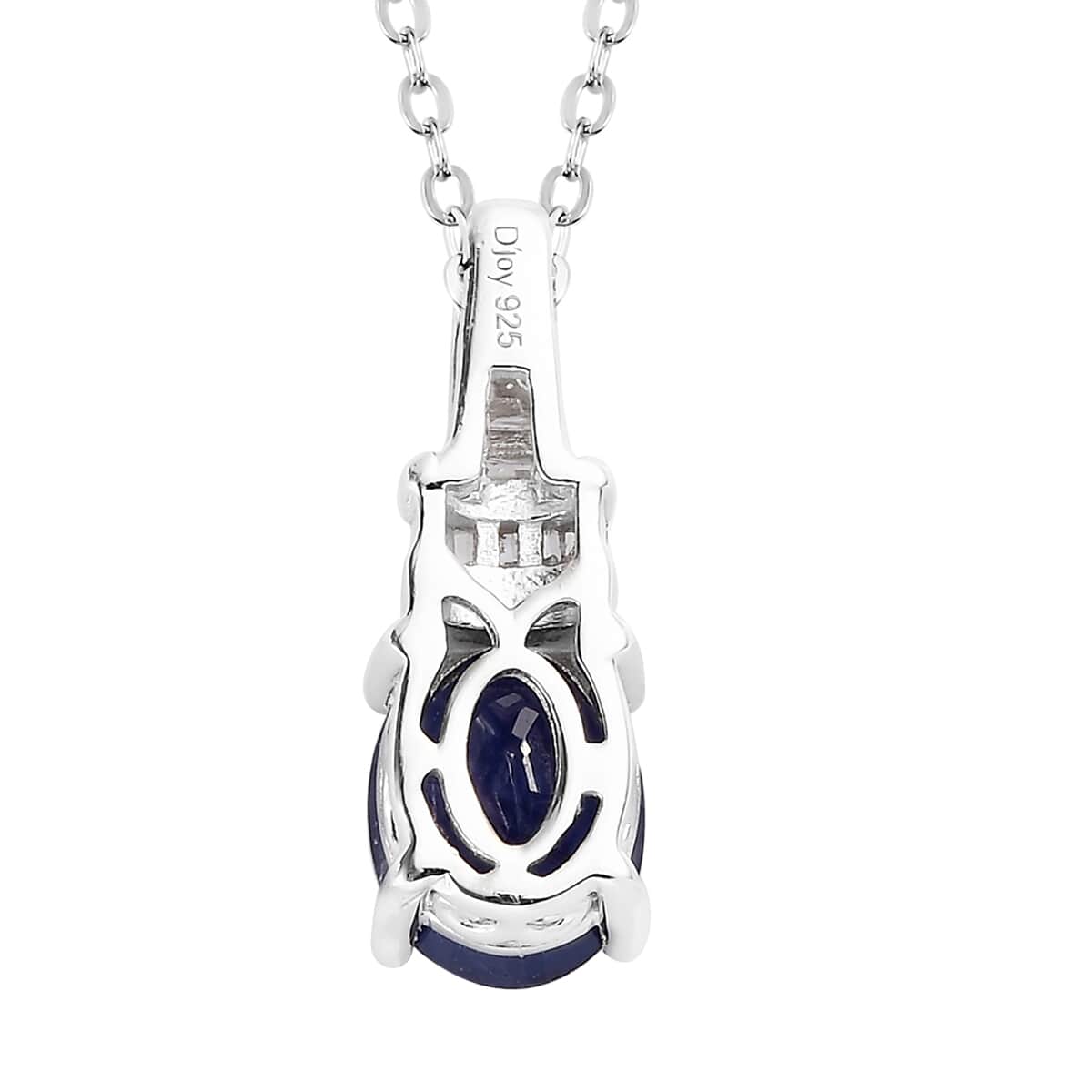 Masoala Sapphire (FF) and Diamond 1.80 ctw Pendant Necklace in Platinum Over Sterling Silver 20 Inches image number 4