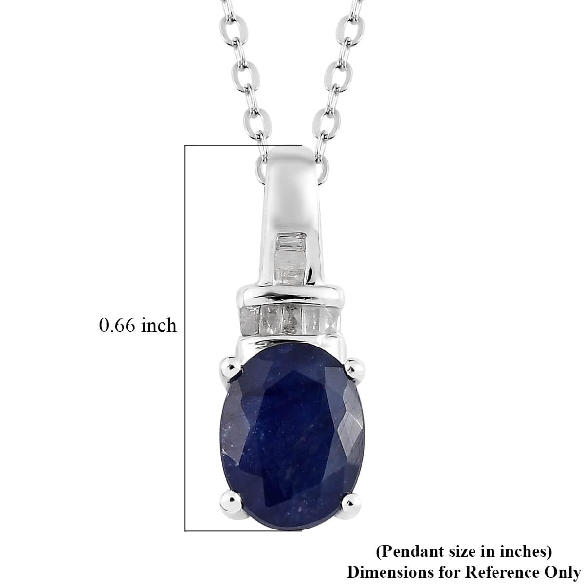 Masoala Sapphire (FF) and Diamond 1.80 ctw Pendant Necklace in Platinum Over Sterling Silver 20 Inches image number 5