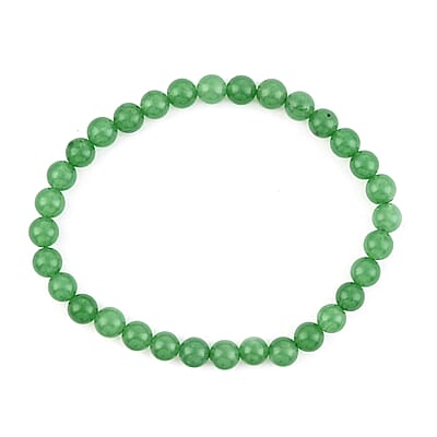 Green Aventurine Beaded Stretch Bracelet, Solitaire Stud Earrings and Necklace 18 Inches in Stainless Steel 177.00 ctw
