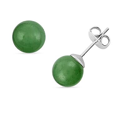 Green Aventurine Beaded Stretch Bracelet, Solitaire Stud Earrings and Necklace 18 Inches in Stainless Steel 177.00 ctw