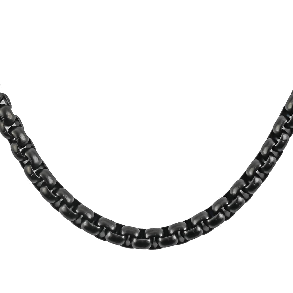 Set of Cable Chain Necklace (24 Inches) and Braided Black Leather Bracelet in ION Plated Black Stainless Steel image number 1