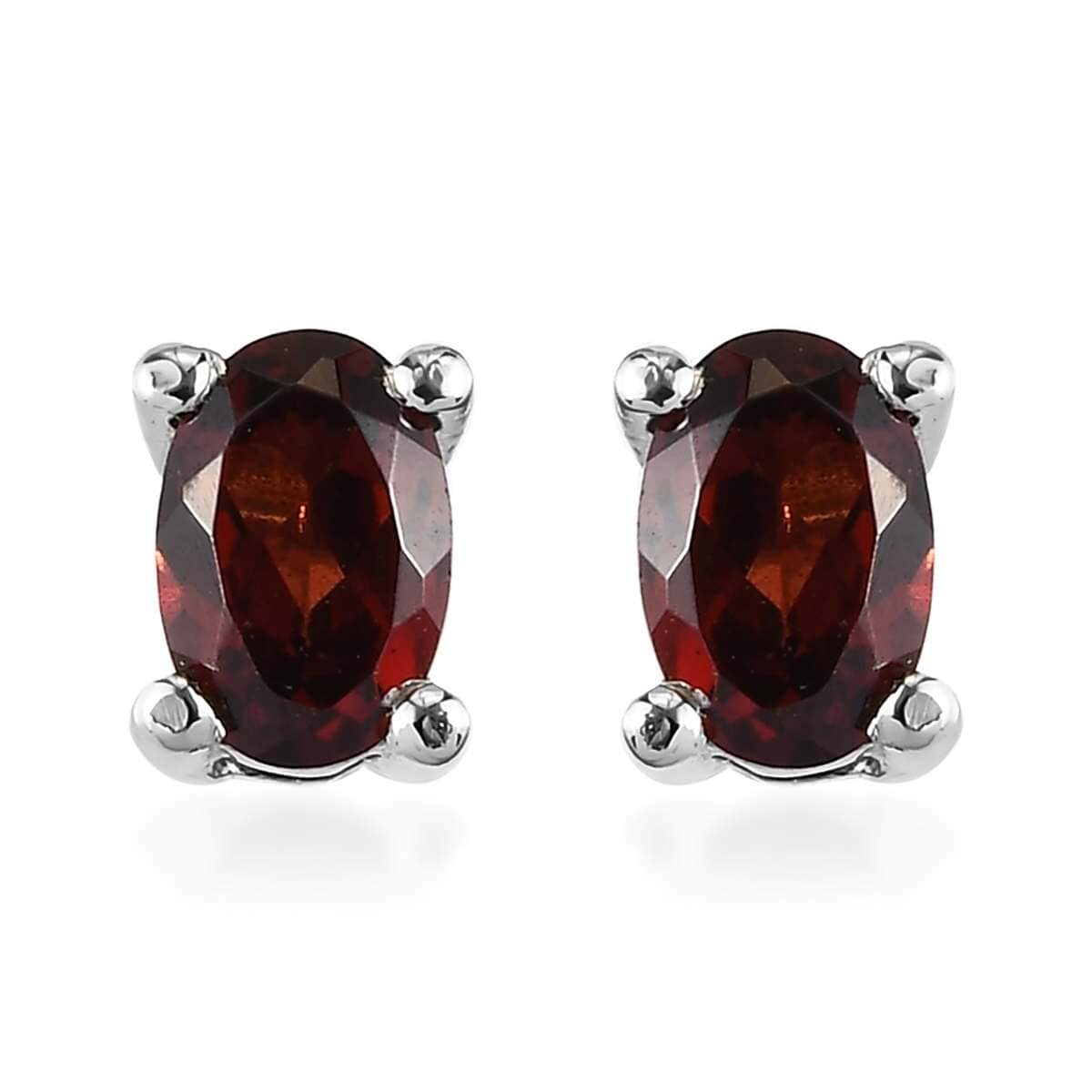 Mozambique Garnet 4.35 ctw Solitaire Stud Earrings and Cross Pendant Necklace 20 Inches in Stainless Steel image number 4