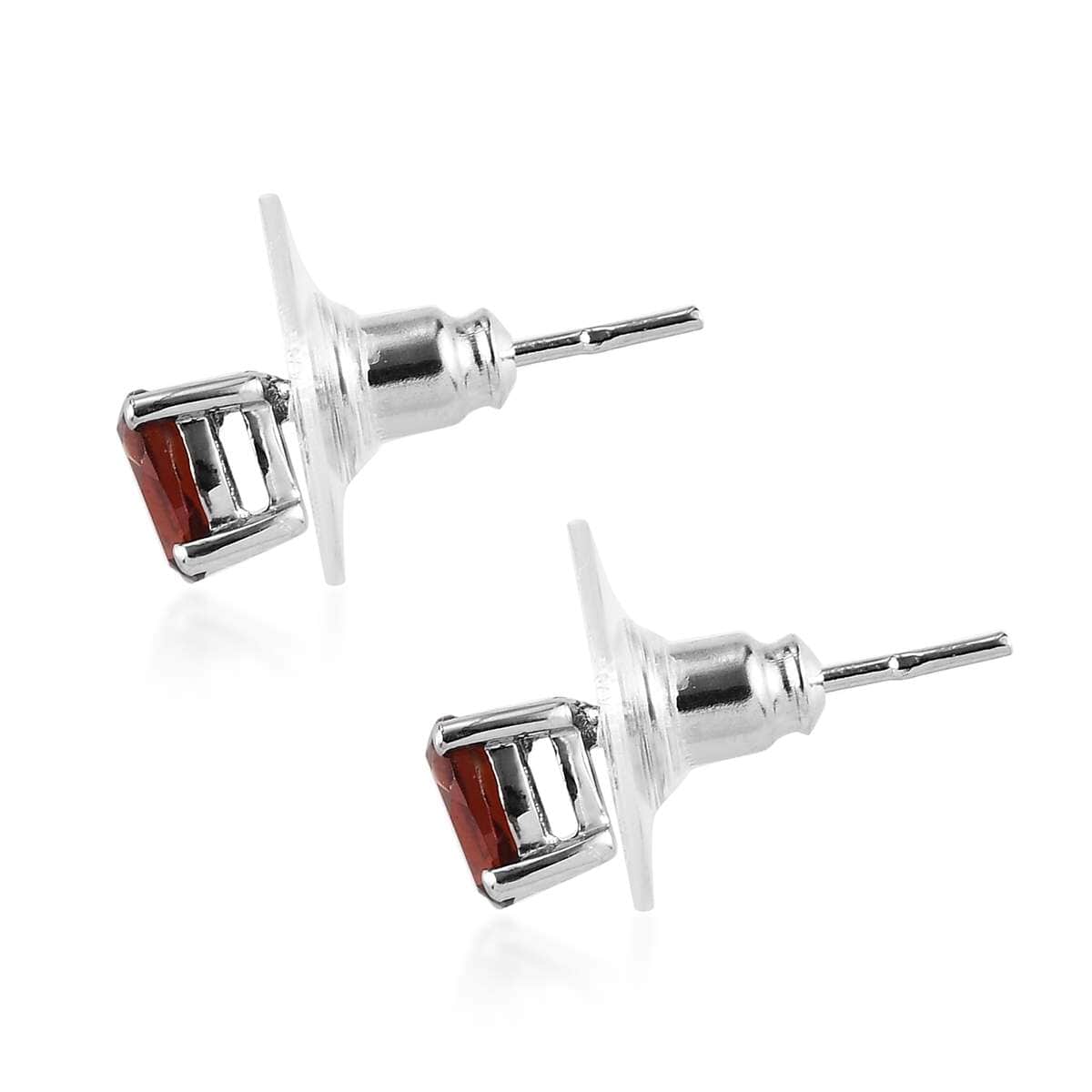 Mozambique Garnet 4.35 ctw Solitaire Stud Earrings and Cross Pendant Necklace 20 Inches in Stainless Steel image number 5