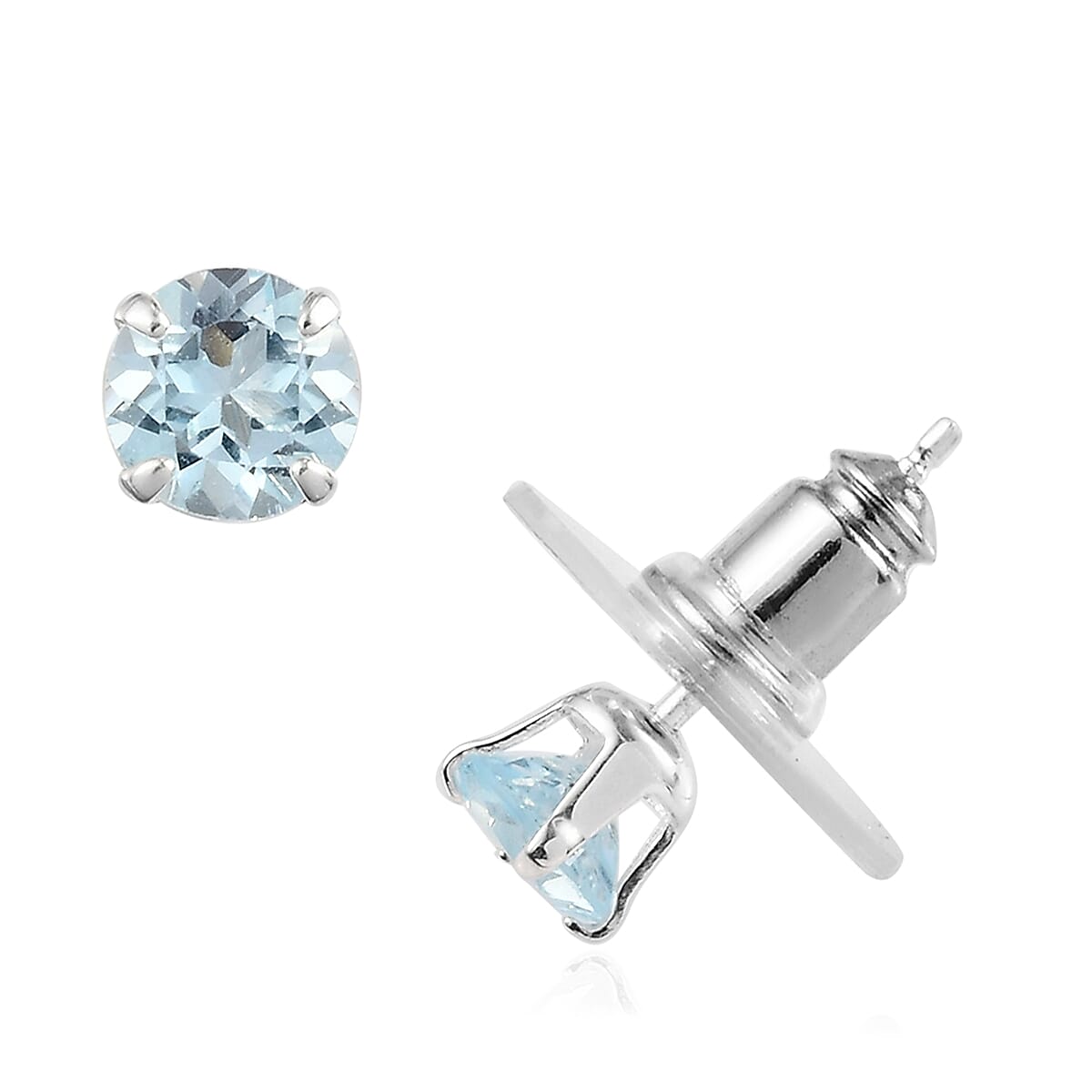 Brazilian Smoky Quartz, Mozambique Garnet, Sky Blue Topaz Set of 3 Solitaire Stud Earrings in Sterling Silver 3.35 ctw image number 1