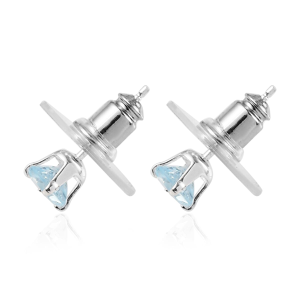 Brazilian Smoky Quartz, Mozambique Garnet, Sky Blue Topaz Set of 3 Solitaire Stud Earrings in Sterling Silver 3.35 ctw image number 2