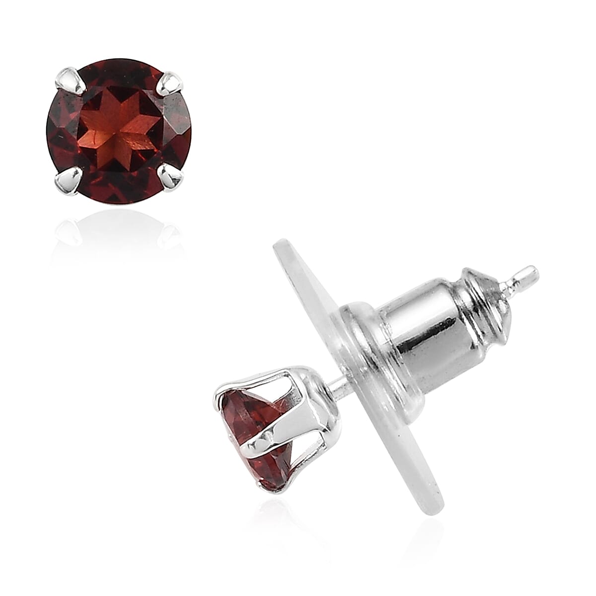 Brazilian Smoky Quartz, Mozambique Garnet, Sky Blue Topaz Set of 3 Solitaire Stud Earrings in Sterling Silver 3.35 ctw image number 3