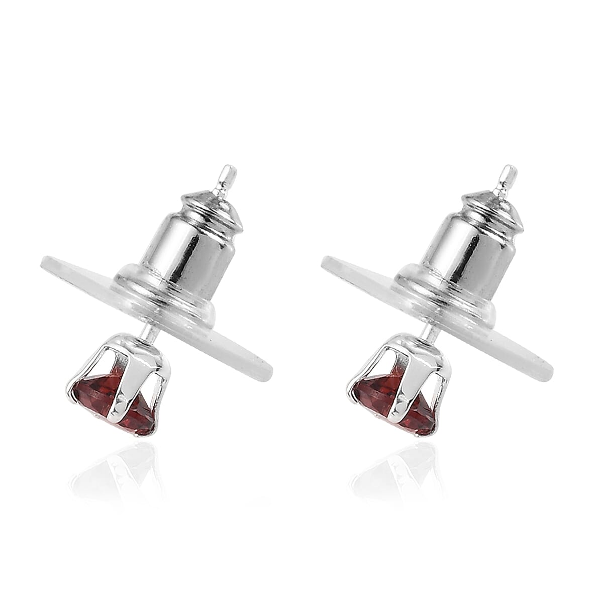 Brazilian Smoky Quartz, Mozambique Garnet, Sky Blue Topaz Set of 3 Solitaire Stud Earrings in Sterling Silver 3.35 ctw image number 4