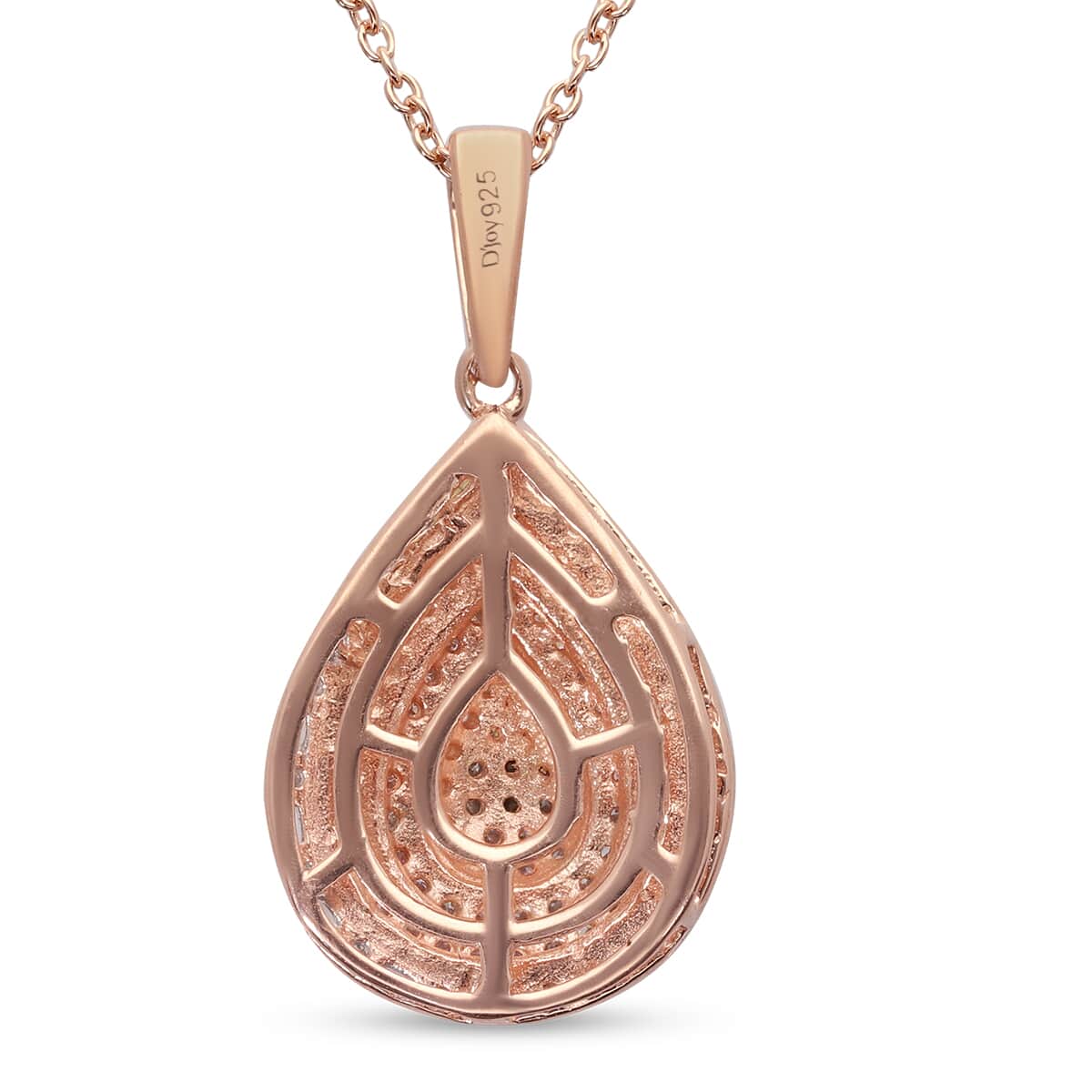 Natural Pink Diamond and Diamond Pear Shape Pendant Necklace 20 Inches in Vermeil Rose Gold Over Sterling Silver 0.50 ctw image number 2