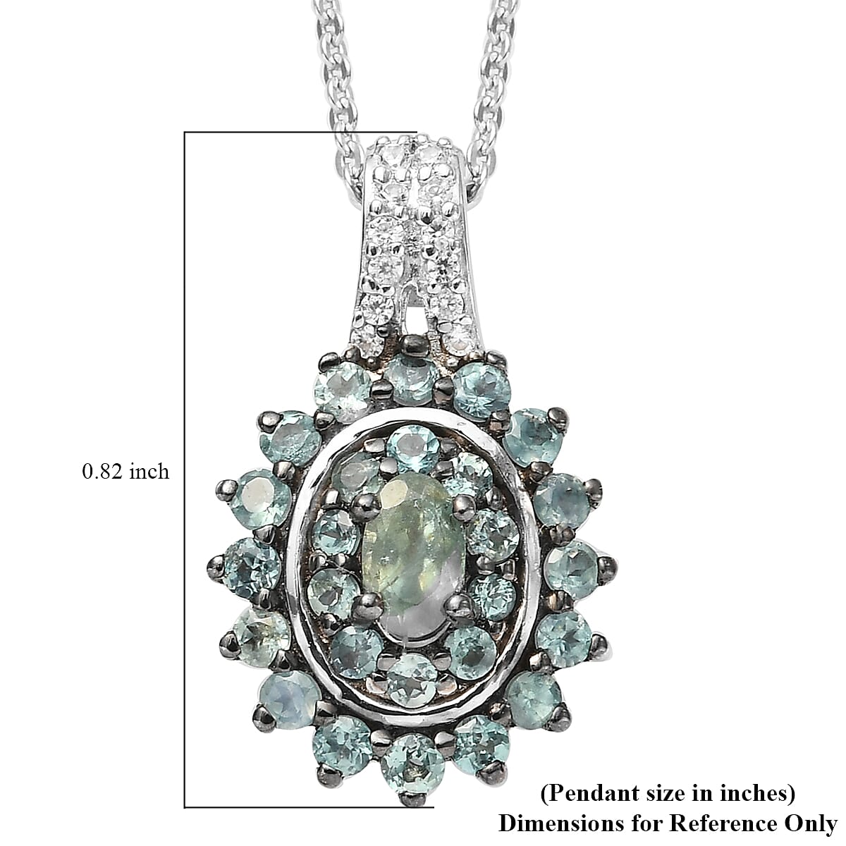 Premium Narsipatnam Alexandrite and Zircon Cocktail Pendant Necklace 20 Inches in Platinum Over Sterling Silver 1.00 ctw