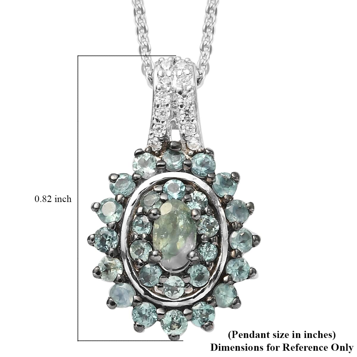 Premium Narsipatnam Alexandrite (Ovl 5x3 mm), Natural White Zircon Cocktail Pendant Necklace (20 Inches) in Platinum Over Sterling Silver 1.00 ctw image number 5