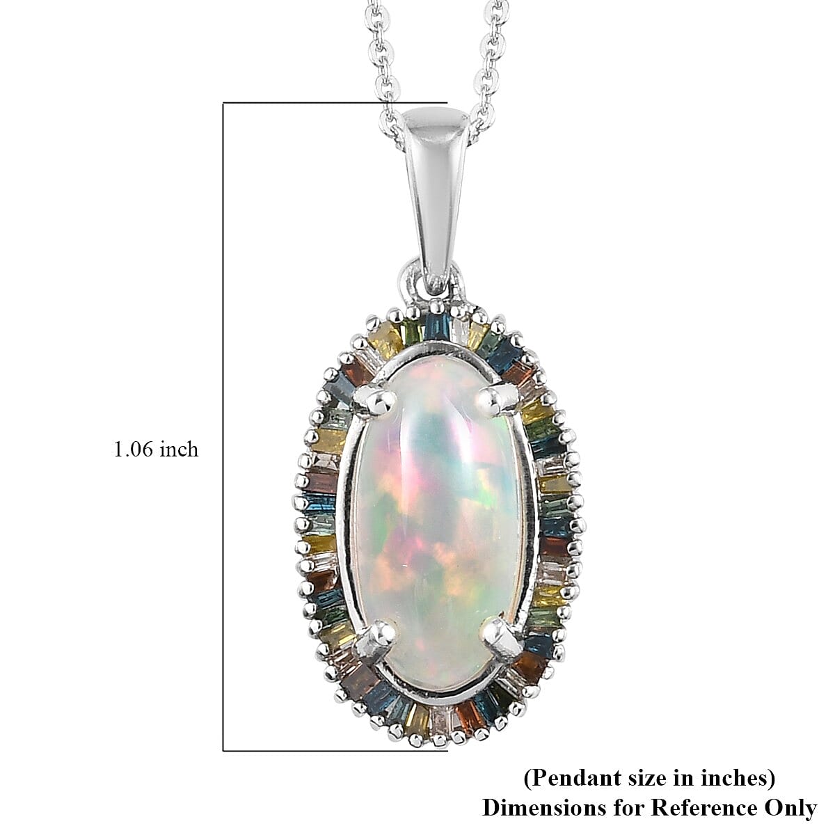 Premium Wegel Tena Opal and Multi Diamond Halo Pendant Necklace 20 Inches in Platinum Over Sterling Silver 2.75 ctw
