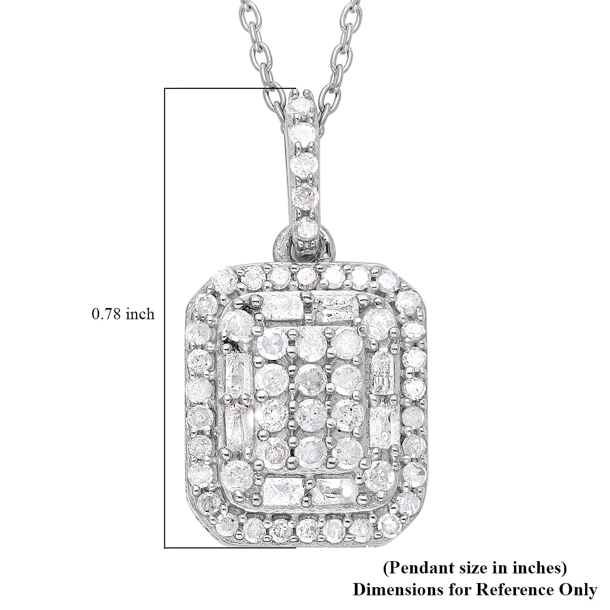 Diamond Cluster Pendant Necklace 20 Inches in Platinum Over Sterling Silver 0.50 ctw image number 5