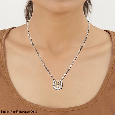 Lustro Stella Made with Finest Yellow CZ Pendant Necklace 20 Inches in Platinum Over Sterling Silver 4.35 ctw