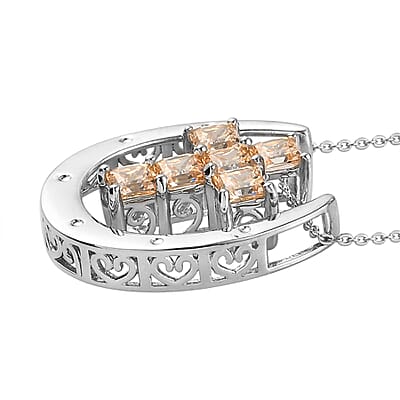 Lustro Stella Made with Finest Yellow CZ Pendant Necklace 20 Inches in Platinum Over Sterling Silver 4.35 ctw
