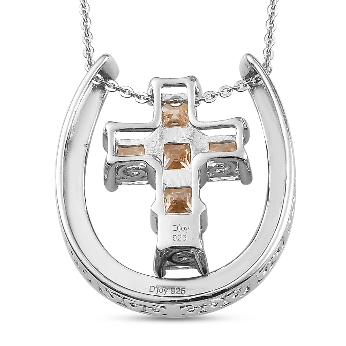 Lustro Stella Made with Finest Yellow CZ Pendant Necklace 20 Inches in Platinum Over Sterling Silver 4.35 ctw