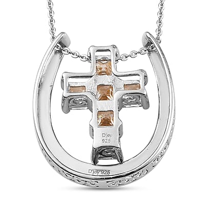 Lustro Stella Made with Finest Yellow CZ Pendant Necklace 20 Inches in Platinum Over Sterling Silver 4.35 ctw