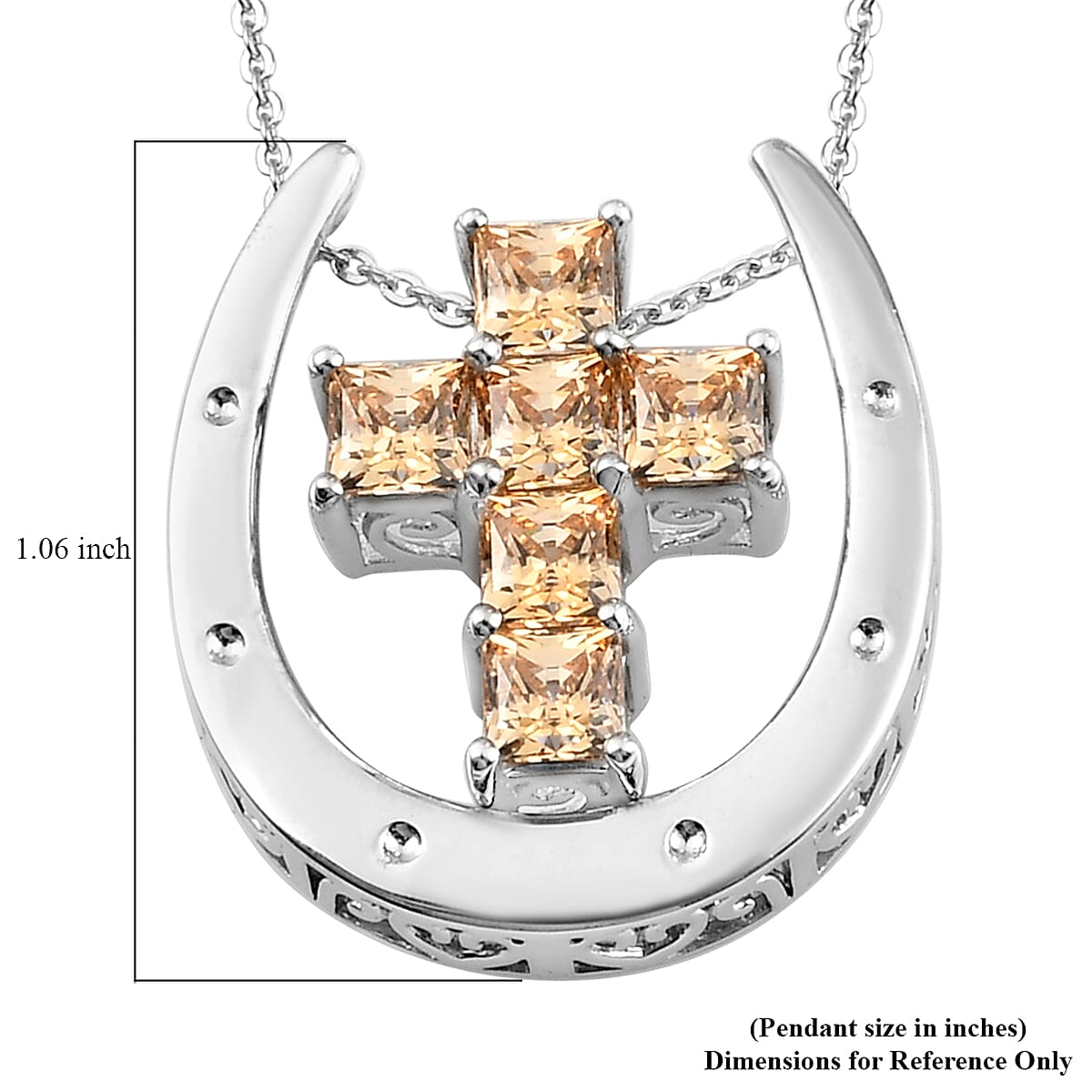 Lustro Stella Made with Finest Yellow CZ Pendant Necklace 20 Inches in Platinum Over Sterling Silver 4.35 ctw