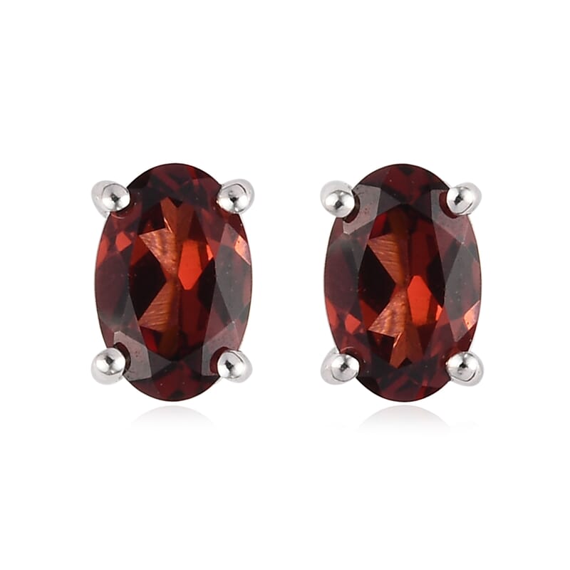 Karis Mozambique Garnet Stud Earrings and Bolo Bracelet in Platinum Bond and Stainless Steel with with Sterling Silver Push Back 3.75 ctw