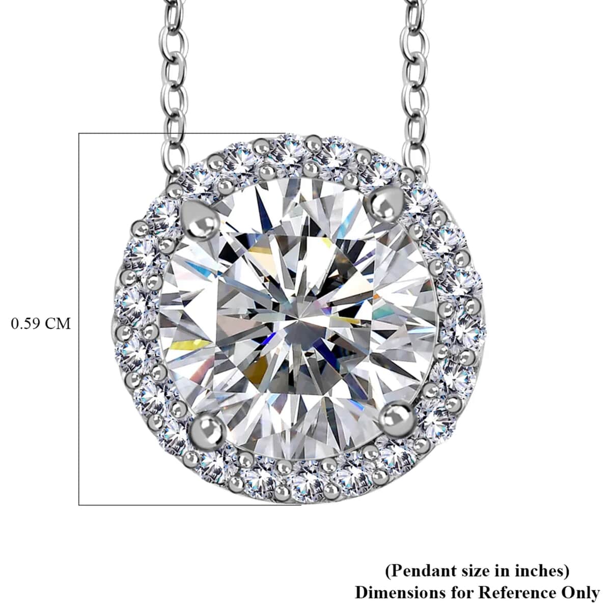 Moissanite 3.00 ctw Necklace in Platinum Over Sterling Silver, Silver Halo Pendant (20 Inches) image number 6