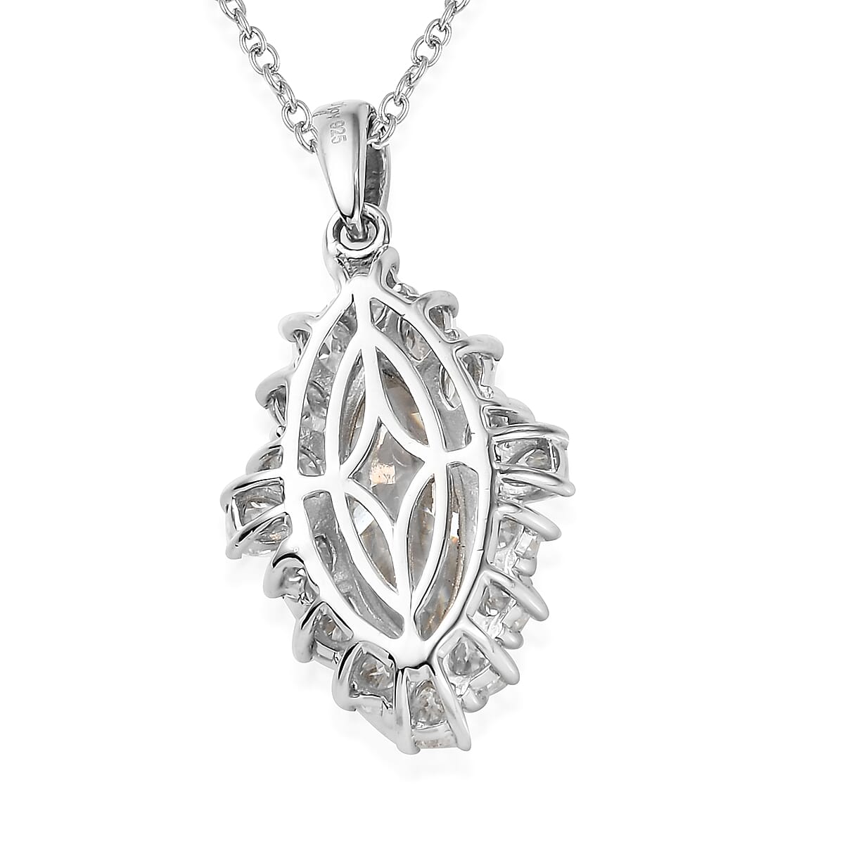Moissanite Cocktail Pendant Necklace 20 Inches in Platinum Over Sterling Silver 5.90 ctw