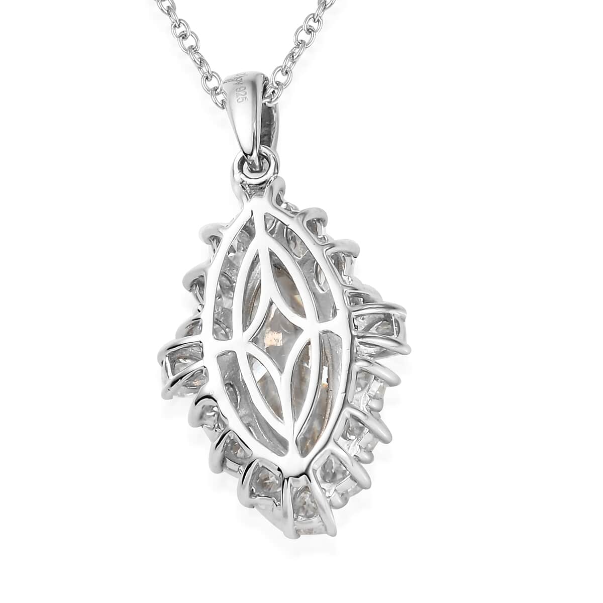 DOORBUSTER Moissanite Pendant Necklace 20 Inches in Platinum Over Sterling Silver 5.90 ctw image number 4